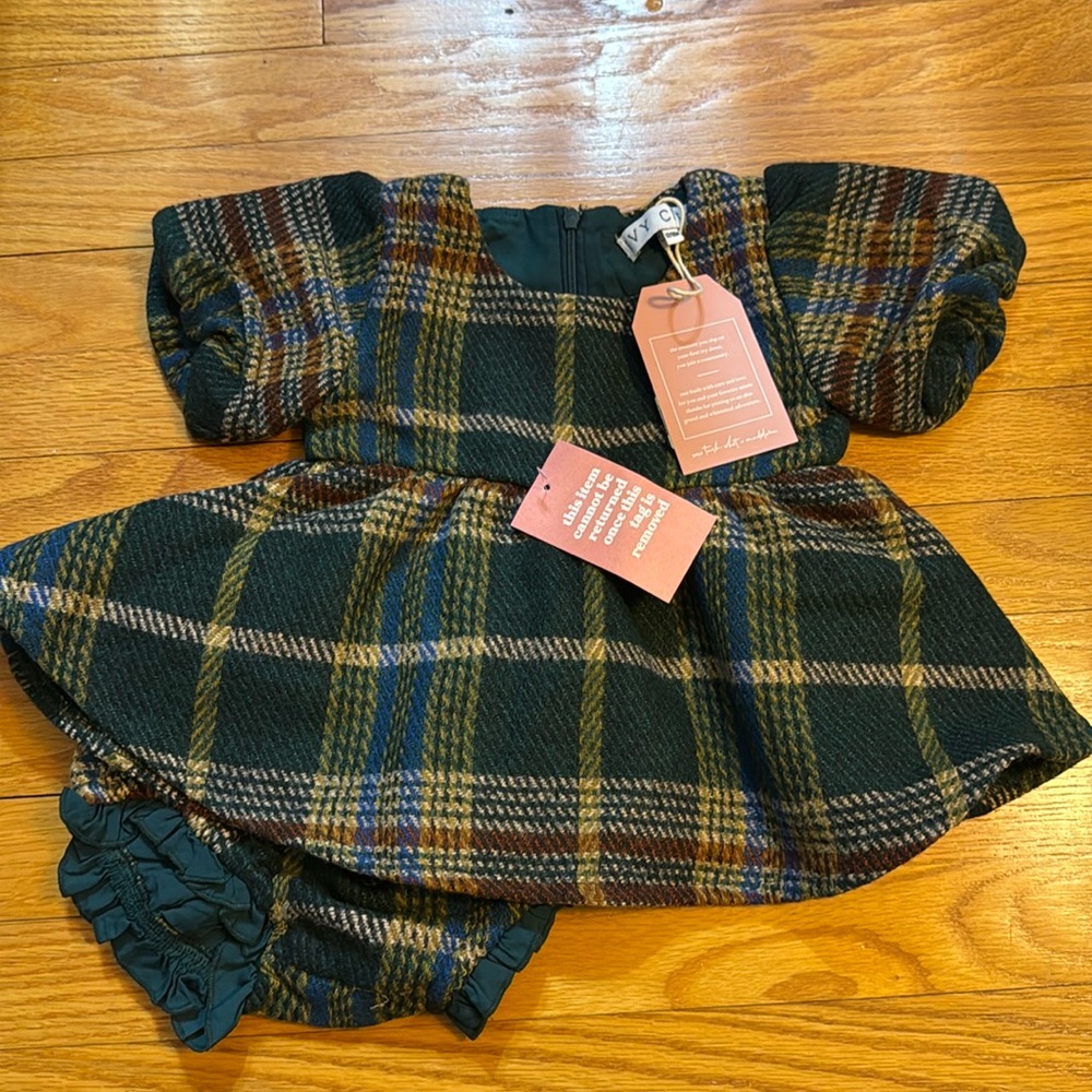 Ivy city co mini baby holly plaid dress with matching bloomers